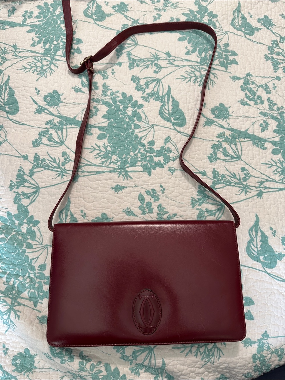 Cartier Burgundy Leather Shoulder Bag